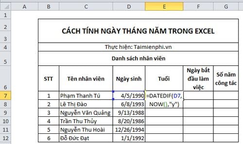 cach tinh ngay thang nam trong excel 3