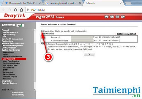 Đổi mật khẩu quản trị đăng nhập modem, router Vigor Draytek