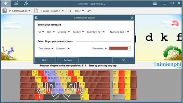 Nhấn vào ảnh để phóng to huong dan luyen go 10 ngon bang rapid typing tutor