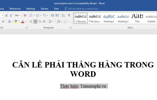 can le phai thang hang trong word 3