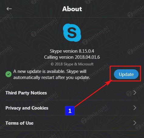 Cách cập nhật Skype