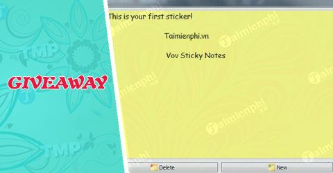 giveaway ban quyen mien phi vov sticky notes ung dung tao ghi chu tu 4 5