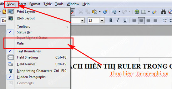 cach hien thi ruler trong open office 3