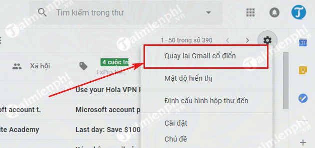 Cách chuyển giao diện Gmail về mặc định