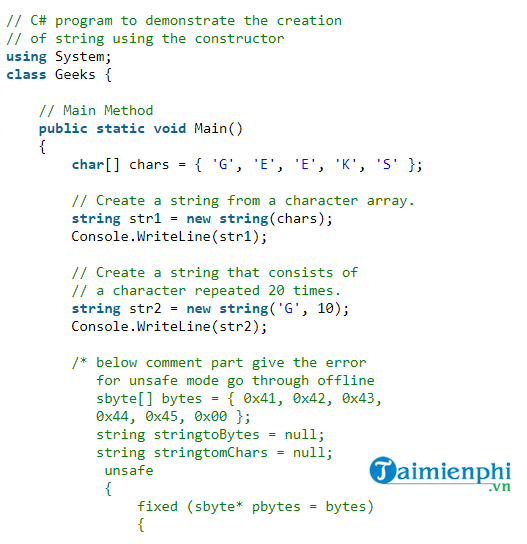 Chuỗi (string) trong C# là gì?