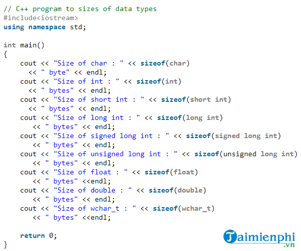 Các kiểu dữ liệu trong C++