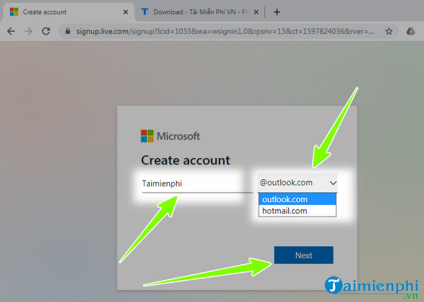 Tạo tài khoản Hotmail