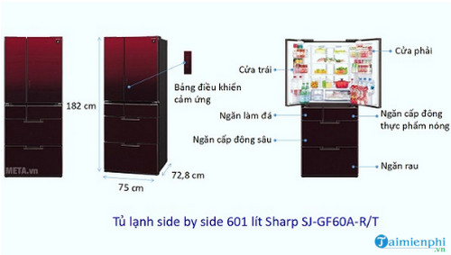 Kích thước tủ lạnh 2 cánh side by side phổ biến các hãng