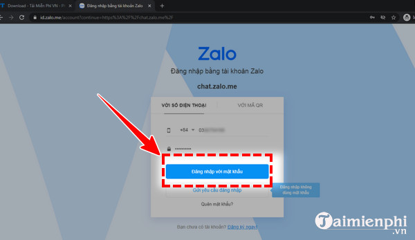 Dang nhap vao Zalo tren web