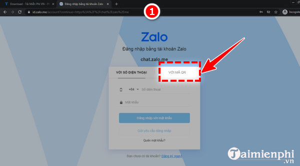 Dang nhap Zalo voi ma quet QR