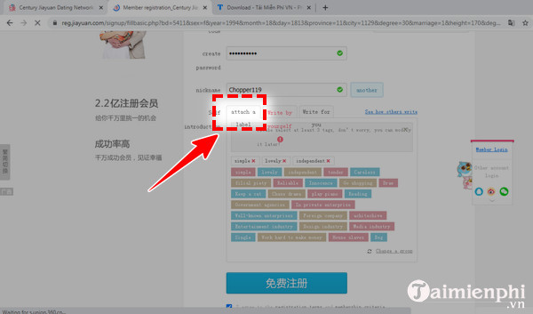 cach tao tai khoan jiayuan dang ky nick 8