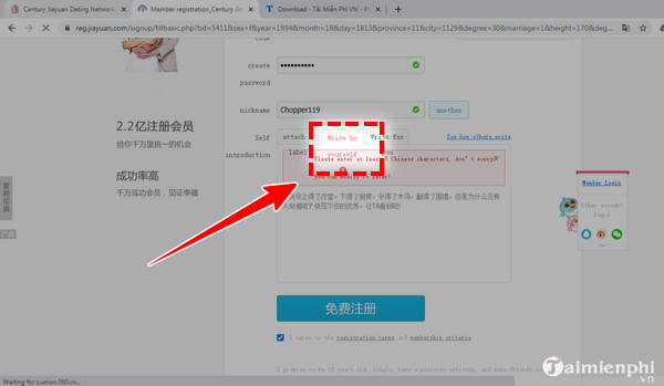 cach tao tai khoan jiayuan dang ky nick 9