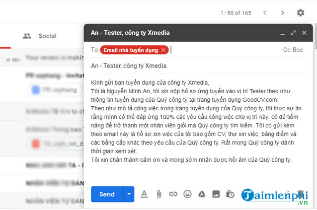 Mẫu Email xin việc làm chuẩn, thư xin việc