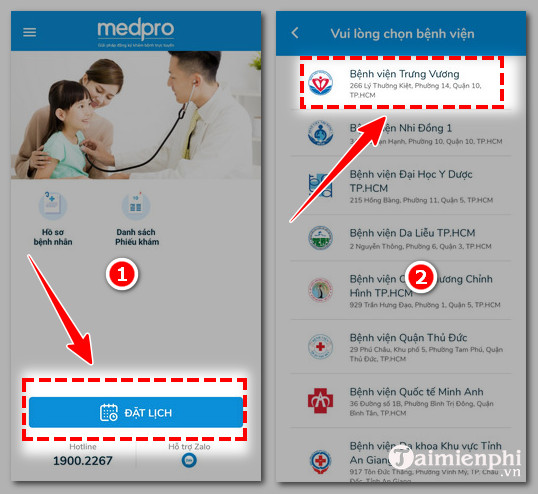 Bấm vào đây để đăng ký trực tuyến trong ứng dụng MedPro
