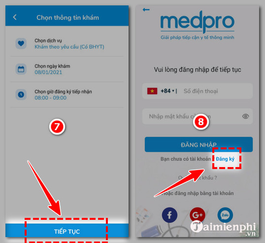 Đăng ký trực tuyến với MedPro