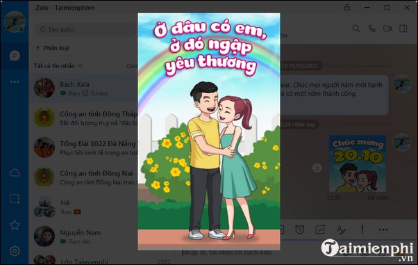 Cach gui thiep tren Zalo