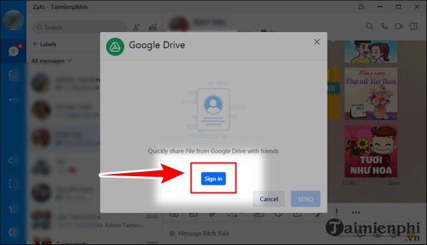 Cách chia sẻ file từ Google Drive sang Zalo