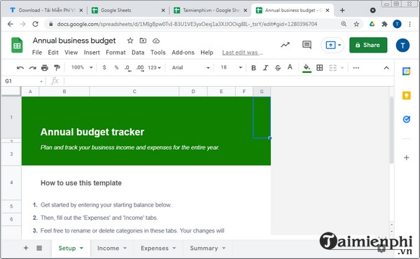 Tao bao cao trong Google Sheet