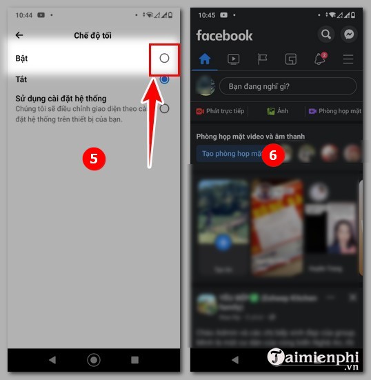 Chế độ tối Facebook Android