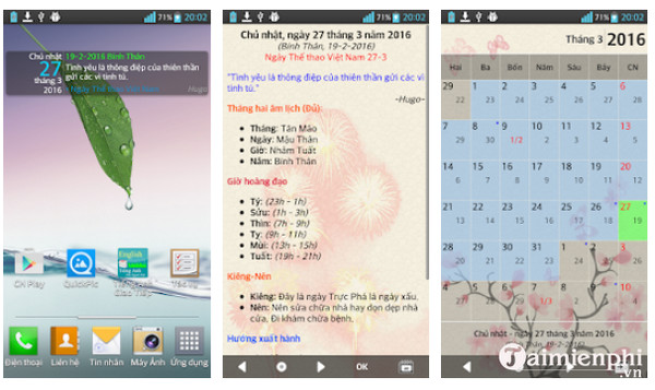 ung dung xem lich am tren android