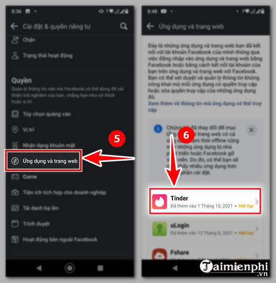 delete Facebook link app for android