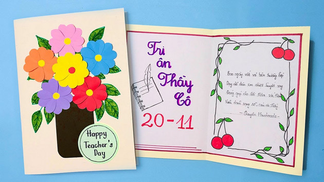 Mẫu thiệp 20/11 handmade, vẽ, làm bằng tay đẹp, đơn giản tặng Thầy, Cô