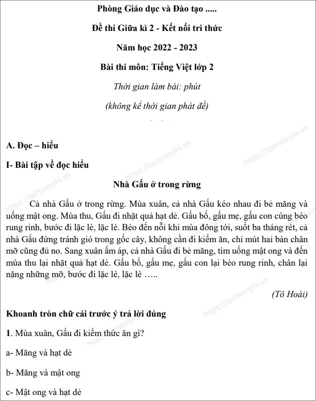 Thi Tiếng Việt lớp 2 lớp 1 giỏi ngoại ngữ