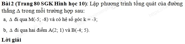 Bai 1 trang 80 SGK Hinh hoc 10