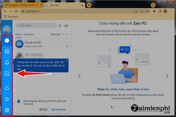 Dang nhap online Zalo web