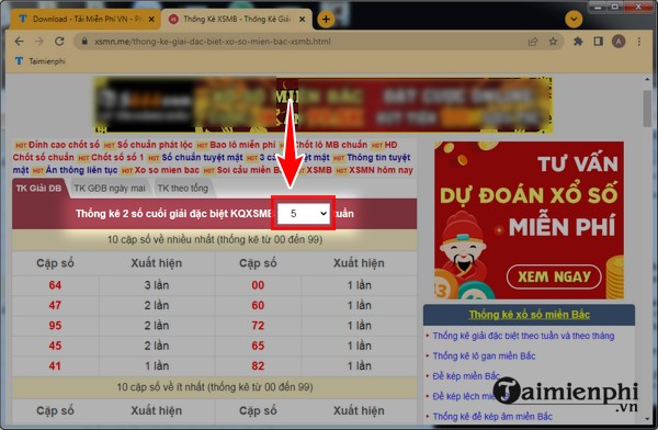 Thong ke giai dac biet theo tong