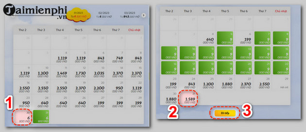 bang gia ve may bay vietjet air