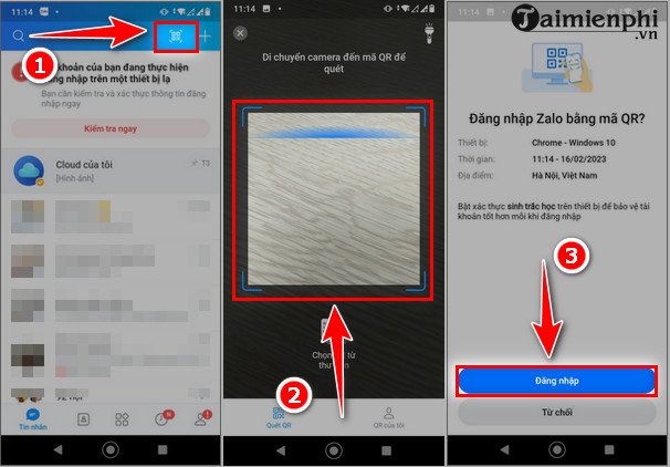 Zalo dang nhap tren Google Chrome