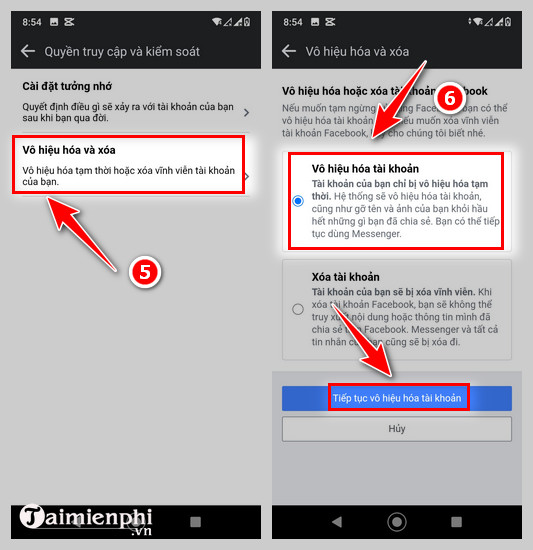 xoa tai khoan facebook tren dien thoai tam thoi