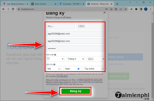 Cach tao facebook bang email 10 phut