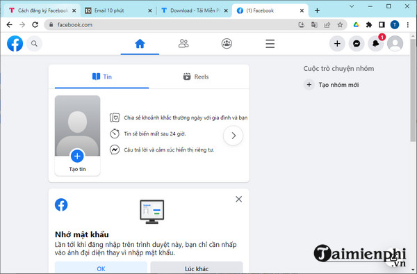 Tao them tai khoan Facebook