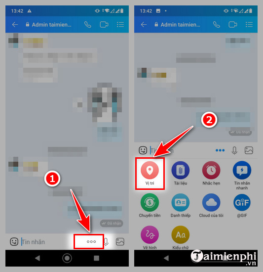 cach chia se vi tri tren zalo android