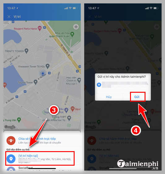 tao vi tri zalo tren dien thoai
