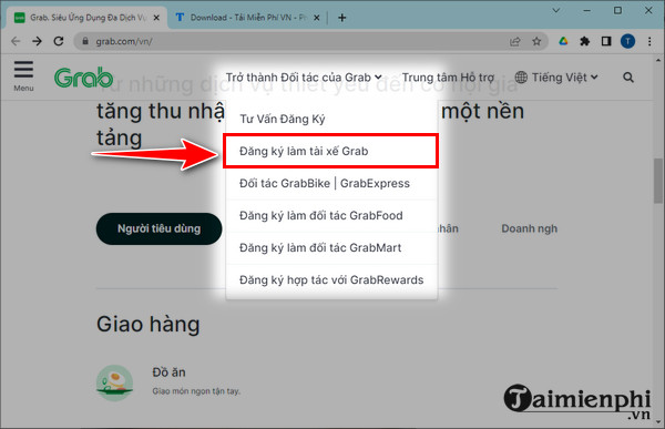 Dia chi dang ky chay Grab 2 banh