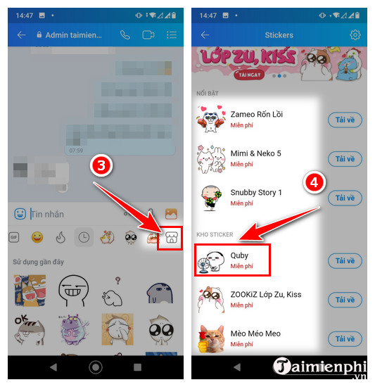 Cách cài đặt và sử dụng sticker trên Zalo về điện thoại Android, iOS