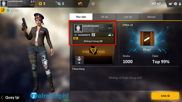 Cách lấy ID trong Garena Free Fire