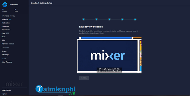 how to live streaming on mixer 7