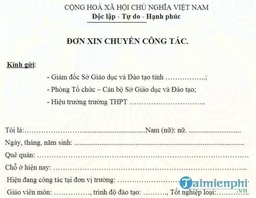 Những mẫu đơn yêu cầu, đơn trình bày hay