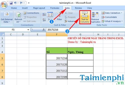 Cách chuyển số thành ngày tháng trong Excel