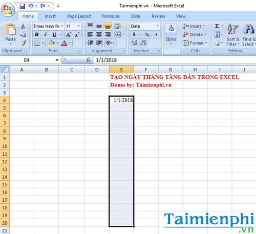 Cách tạo ngày tháng tăng dần trong Excel 0