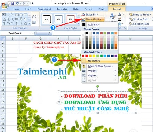 Cách chèn chữ vào ảnh trong Excel