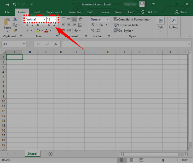 Cách mặc định font chữ trong Excel 2016