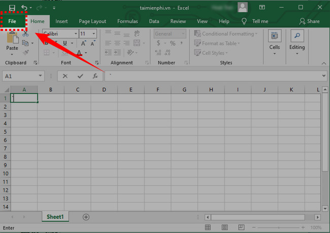 Cách mặc định font chữ trong Excel 2016