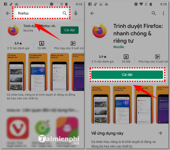 Cách cài FireFox trên Android, iOS