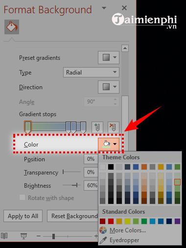 Cách thay đổi màu nền trong PowerPoint 2010
