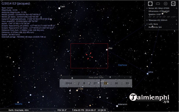 Cách thêm sao chổi vào Stellarium